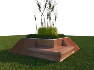 modern exterior planter with plants 3D Model