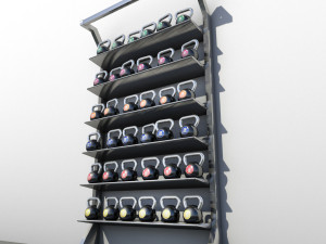 kettle balls and rack Model 3D