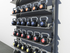 kettle balls and rack Model 3D