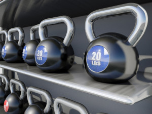 kettle balls and rack Model 3D
