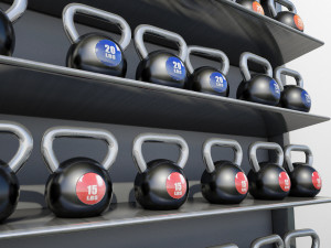 kettle balls and rack Model 3D