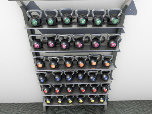 kettle balls and rack Model 3D