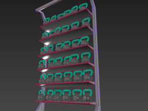kettle balls and rack Model 3D