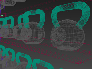 kettle balls and rack Model 3D