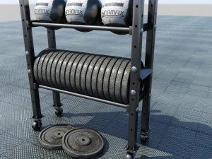 rak beban bebas dan bola obat Model 3D