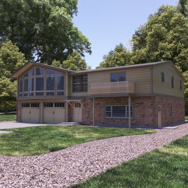 single family house 3D 모델 .c4d .max .obj .3ds .fbx .stl .blend 