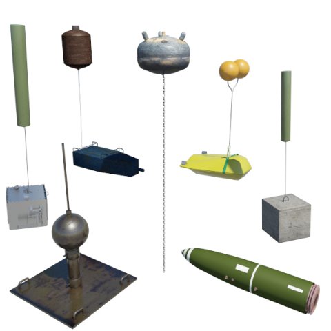 ocean explosive mine collection 3D Model .c4d .max .obj .3ds .fbx .stl .blend 