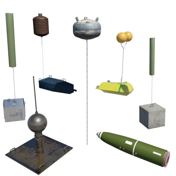 ocean explosive mine collection 3D Model .c4d .max .obj .3ds .fbx .stl .blend 