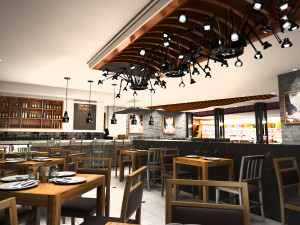 mall restaurant detailed 3D 모델