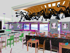mall restaurant detailed 3D 모델