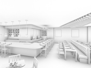 mall restaurant detailed 3D 모델