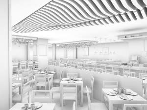 mall restaurant detailed 3D 모델