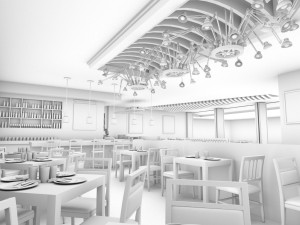 mall restaurant detailed 3D 모델