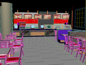 papa johns aiport store - restaurant Modelo 3D
