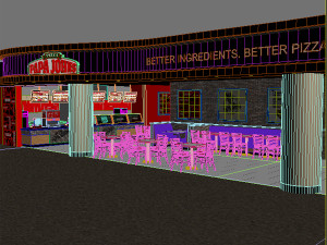 papa johns aiport store - restaurant Modelo 3D
