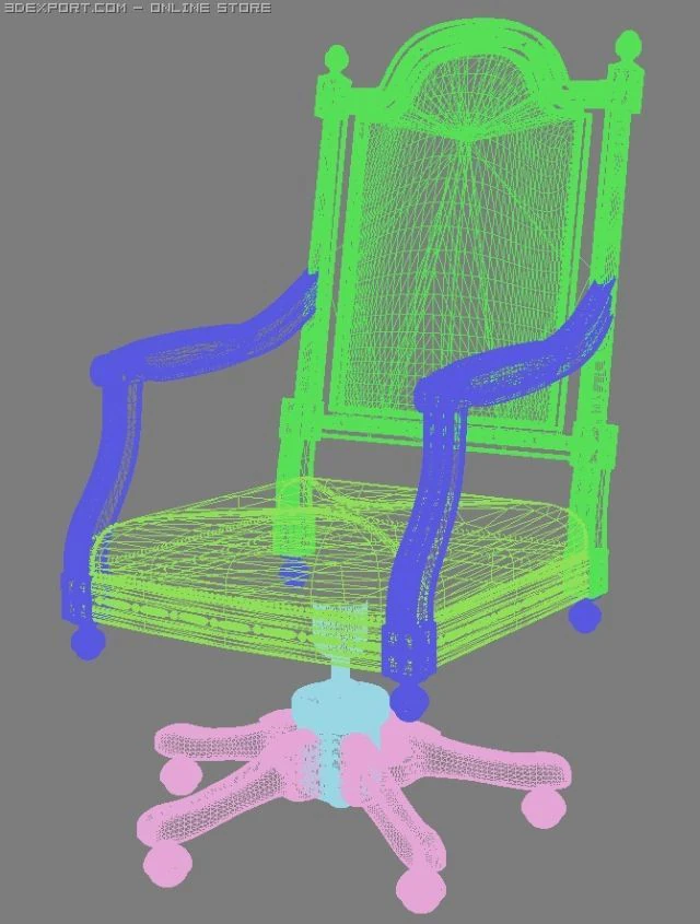 work armchair 3D Model .c4d .max .obj .3ds .fbx .stl .blend 
