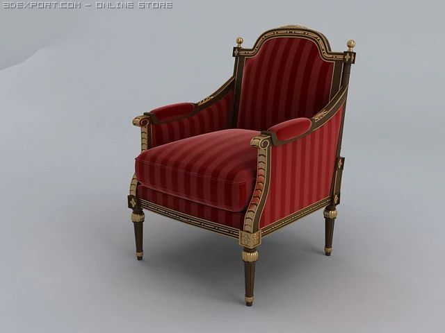 armchair old fashion 3D Model .c4d .max .obj .3ds .fbx .stl .blend 