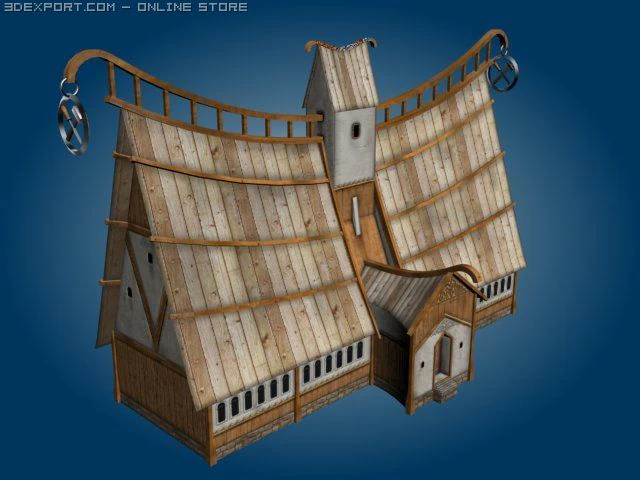fantasy carpenterhall 3D Model .c4d .max .obj .3ds .fbx .stl .blend 