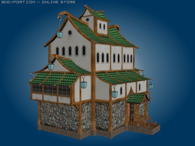 fantasy hotel 3D Model .c4d .max .obj .3ds .fbx .stl .blend 