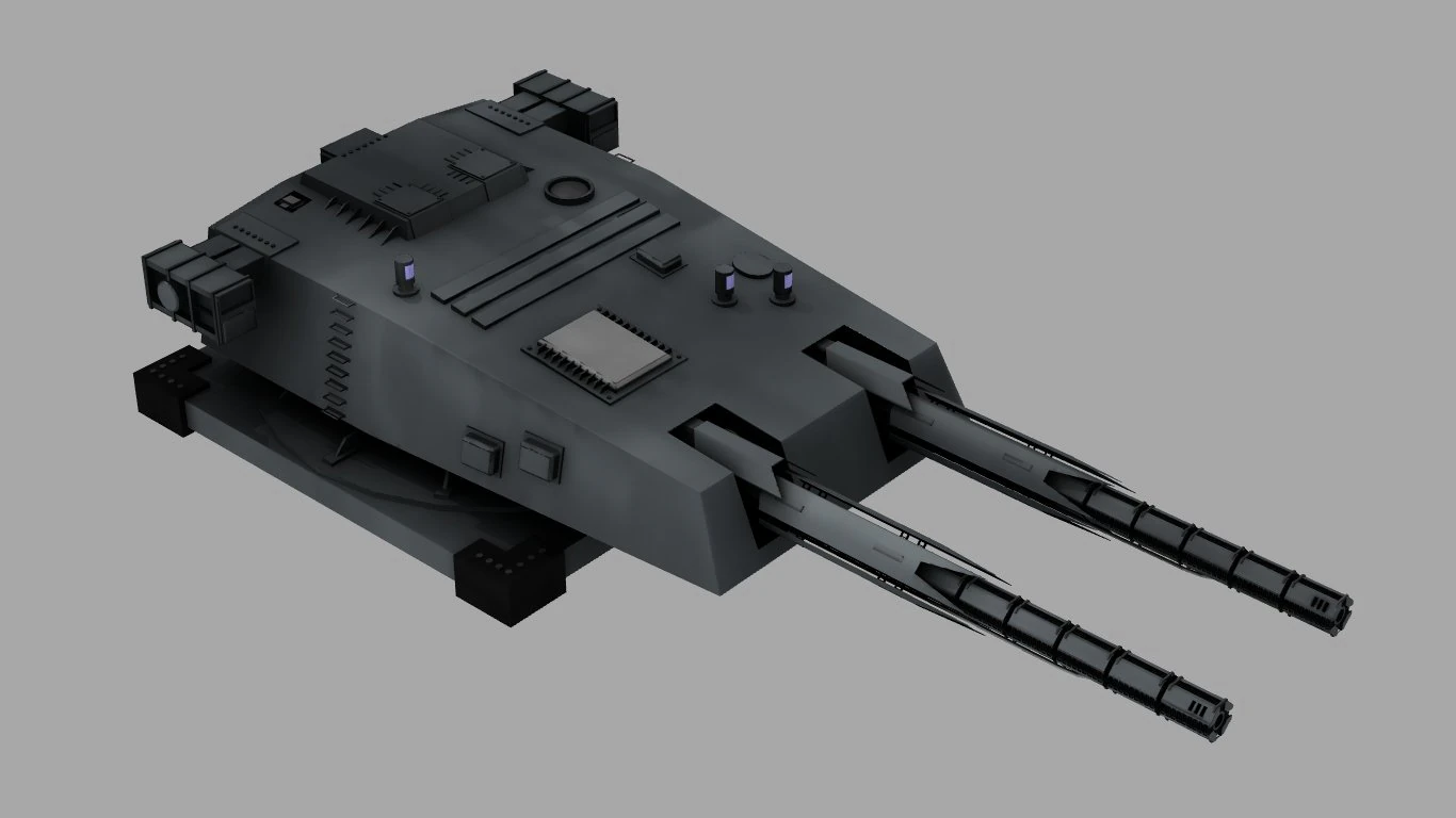 warship battery turret 3D Model .c4d .max .obj .3ds .fbx .stl .blend 