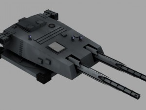 warship battery turret Modello 3D