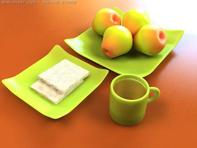 breakfast 3D Model .c4d .max .obj .3ds .fbx .stl .blend 