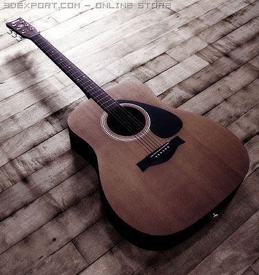 acoustic guitar 3D Model .c4d .max .obj .3ds .fbx .stl .blend 
