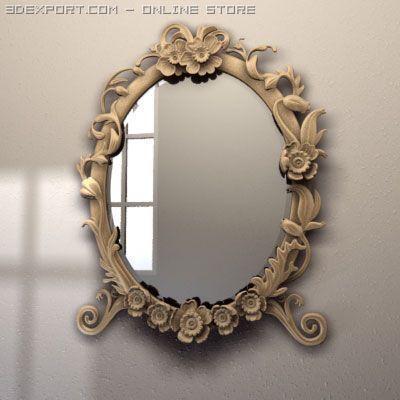 vintage mirror Model 3D .c4d .max .obj .3ds .fbx .stl .blend 