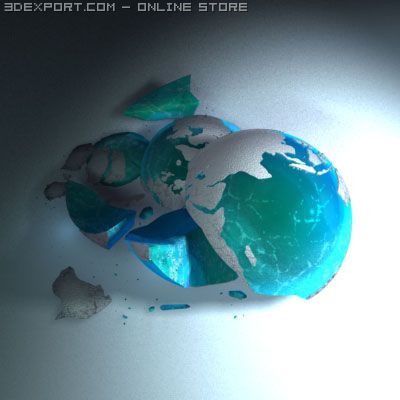 globe 02 broken 3Dモデル .c4d .max .obj .3ds .fbx .stl .blend 