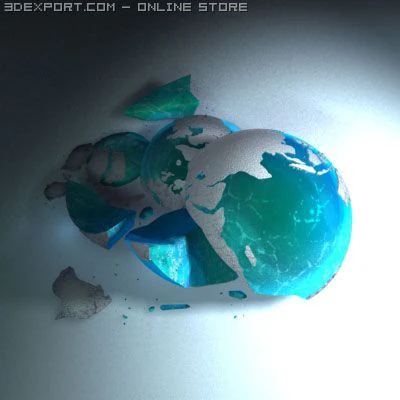globe 02 broken 3D Model .c4d .max .obj .3ds .fbx .stl .blend