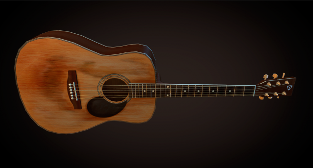 old acoustic guitar 3D Model .c4d .max .obj .3ds .fbx .stl .blend