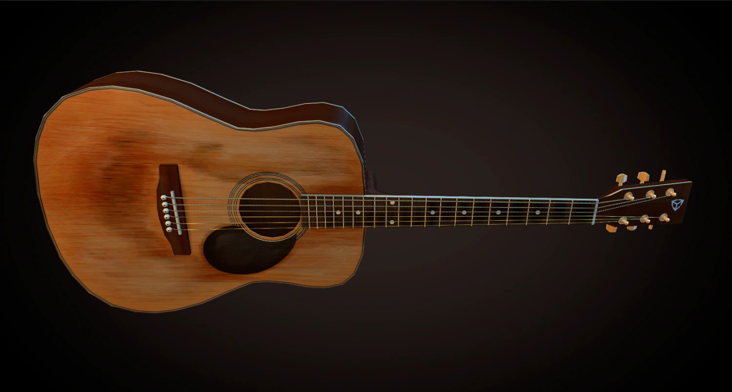 old acoustic guitar 3D Model .c4d .max .obj .3ds .fbx .stl .blend 