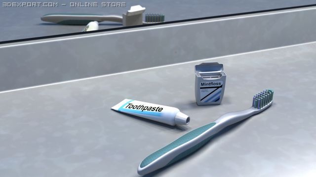 touthbrush and dental floss 3D 모델 .c4d .max .obj .3ds .fbx .stl .blend 