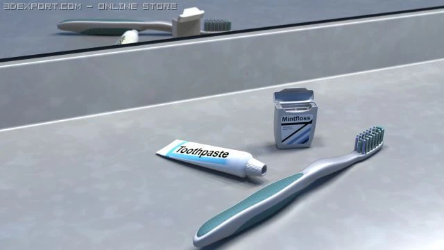 touthbrush and dental floss 3D Model .c4d .max .obj .3ds .fbx .stl .blend 