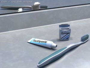 touthbrush and dental floss Modelo 3D
