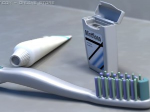 touthbrush and dental floss 3D 모델