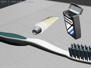 touthbrush and dental floss 3D 모델