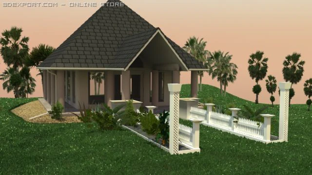 small wedding chapel 3D Model .c4d .max .obj .3ds .fbx .stl .blend 