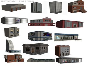 building and house set 3D Модель