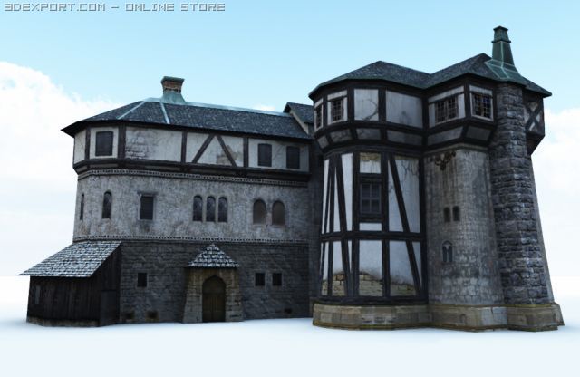 old medieval house Model 3D .c4d .max .obj .3ds .fbx .stl .blend 