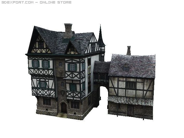 немецкий дом 3D Модель .c4d .max .obj .3ds .fbx .stl .blend 