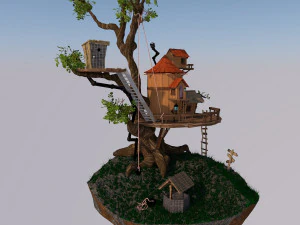 realistic tree house 3D Model