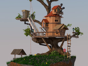 realistic tree house 3D 모델