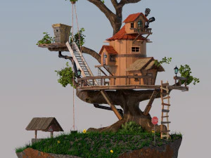 realistic tree house 3D Model