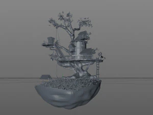 realistic tree house 3D Model