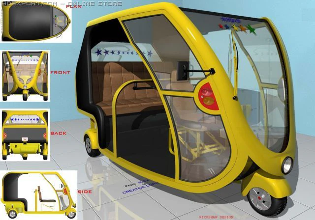 threewheeler 3D Model .c4d .max .obj .3ds .fbx .stl .blend 