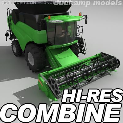 hires combine harvester Modèle 3D .c4d .max .obj .3ds .fbx .stl .blend 