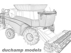 hires combine harvester Modèle 3D