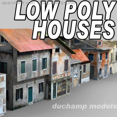 low poly houses Modelo 3D .c4d .max .obj .3ds .fbx .stl .blend 