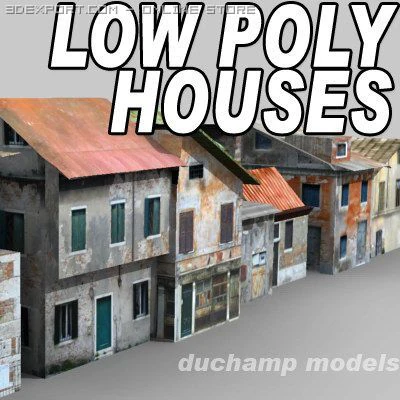 ローポリの家 3Dモデル .c4d .max .obj .3ds .fbx .stl .blend 
